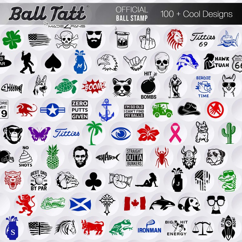 Ball Tatt - Whiskey Cigar Golf Ball Stamp, Golf Ball Stamper, Self-Inking Golf Ball Stamp Markers, Reusable Golf Ball Marking Tool to Identify Golf Balls, Golfer Gift Golfing Accessories