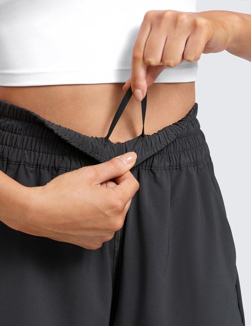 CRZ YOGA High-Waisted Linerless Casual Shorts for Women - Comfortable Lounge & Athletic Wear with Pockets