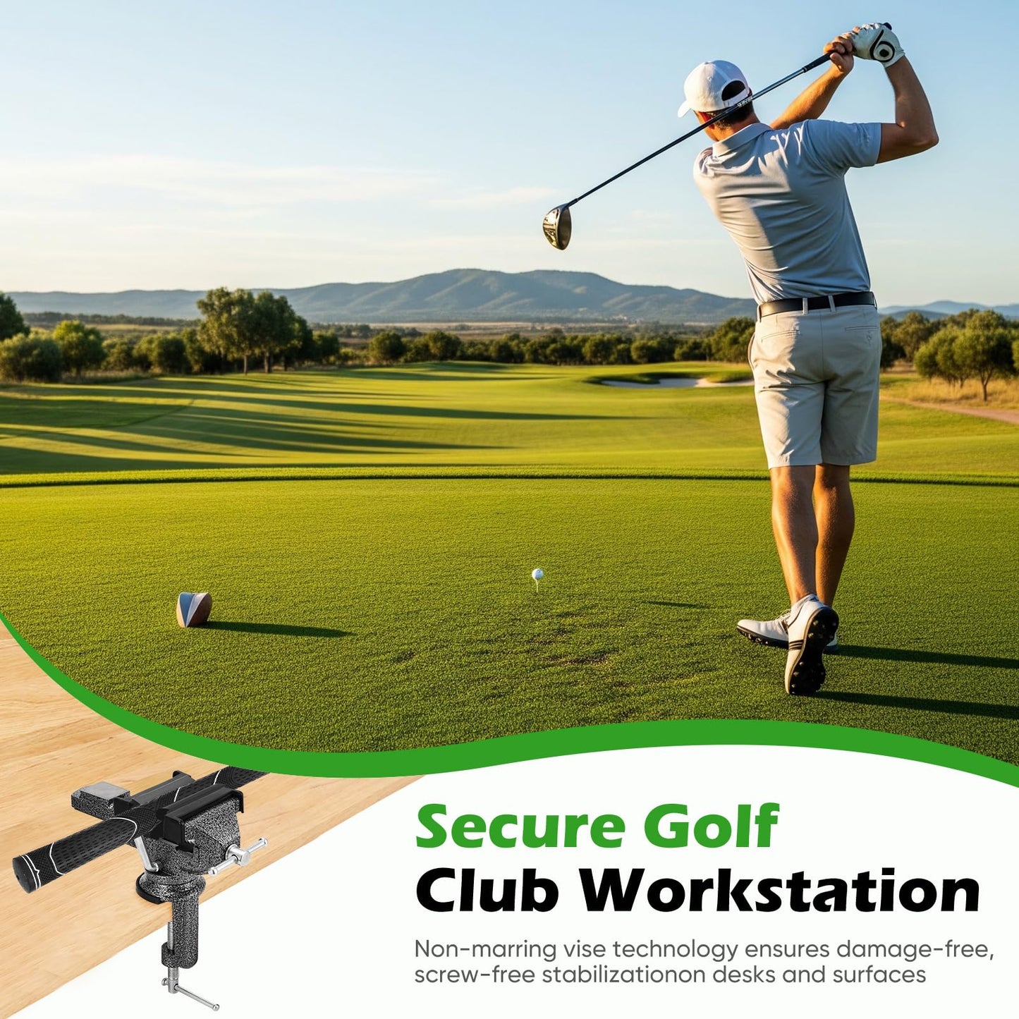ZSGrowth Golf Grip Regripping Kit with Tapes & Solvent,Portable Table Vise Rubber Clamp for Golf Clubs Removal Tool,Golf Grip Replacement Kit