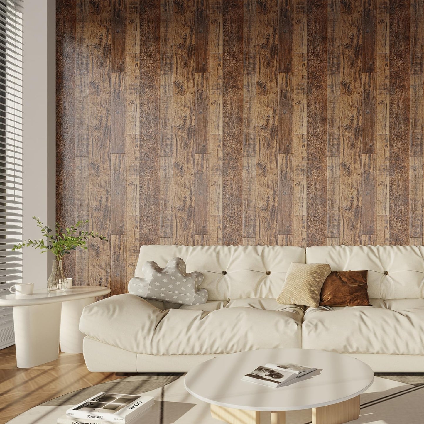 TANONE Wood Contact Paper with Installation Tools, Kitchen Peel and Stick Wallpaper, Self Adhesive Removable Wallpaper Countertops Waterproof 17.5" X 118.1"