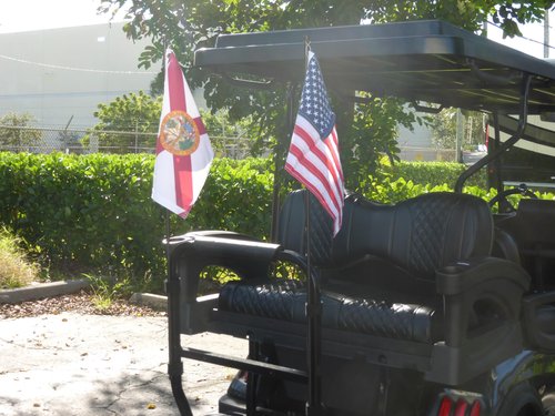 South Wind Designs Golf Cart Flagpole - Easy Install Flag Pole Mount Kit on Rear Safety Bar & Arm Rests, Weatherproof Fiberglass, Ideal for Flags & Banners, No Tool Needed - Flagpole & 12x18" USA Flag