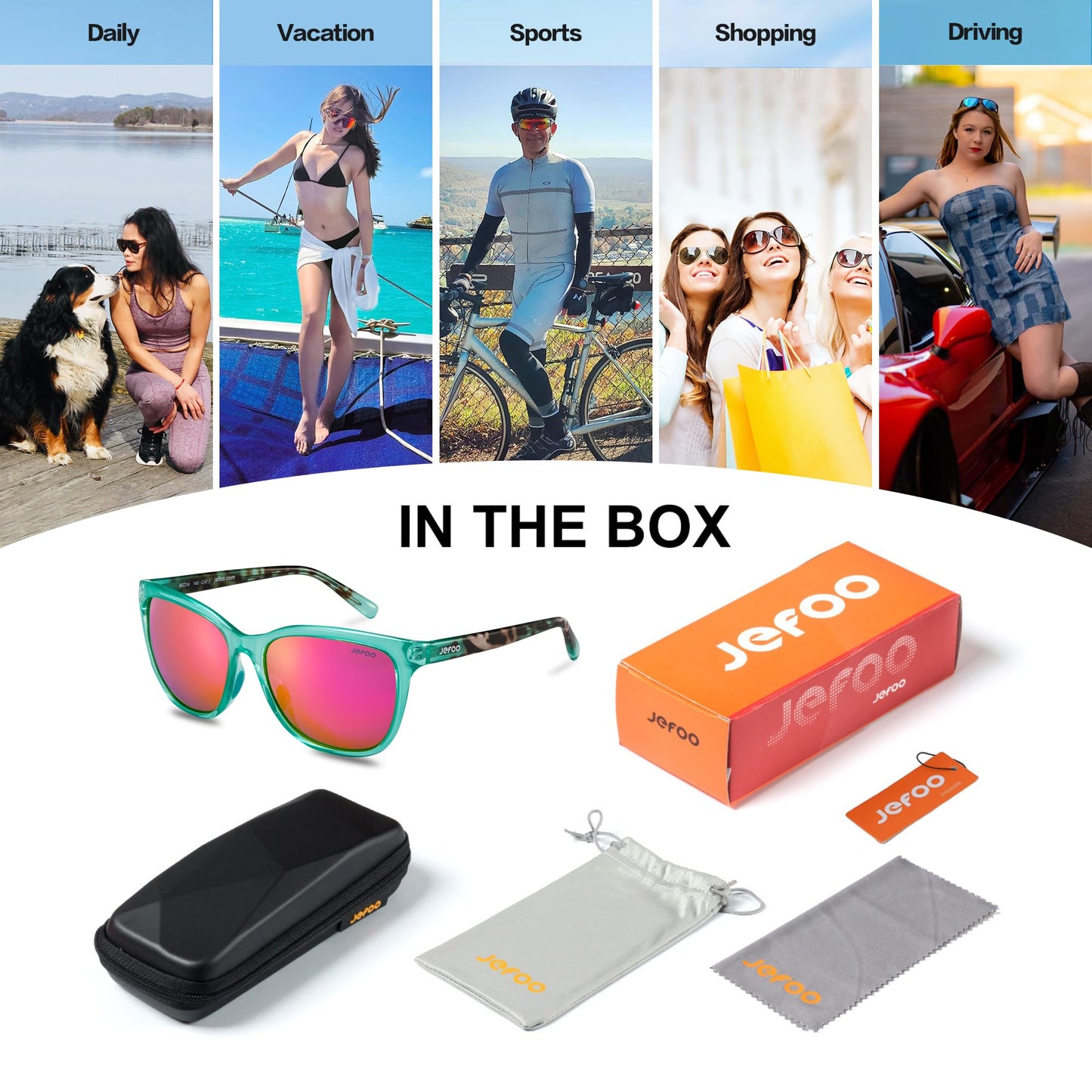 Jefoo Retro Polarized Sunglasses for Men women UV400 Protection for Driving Fishing Hiking Golf Outdoor Sport Glasses
