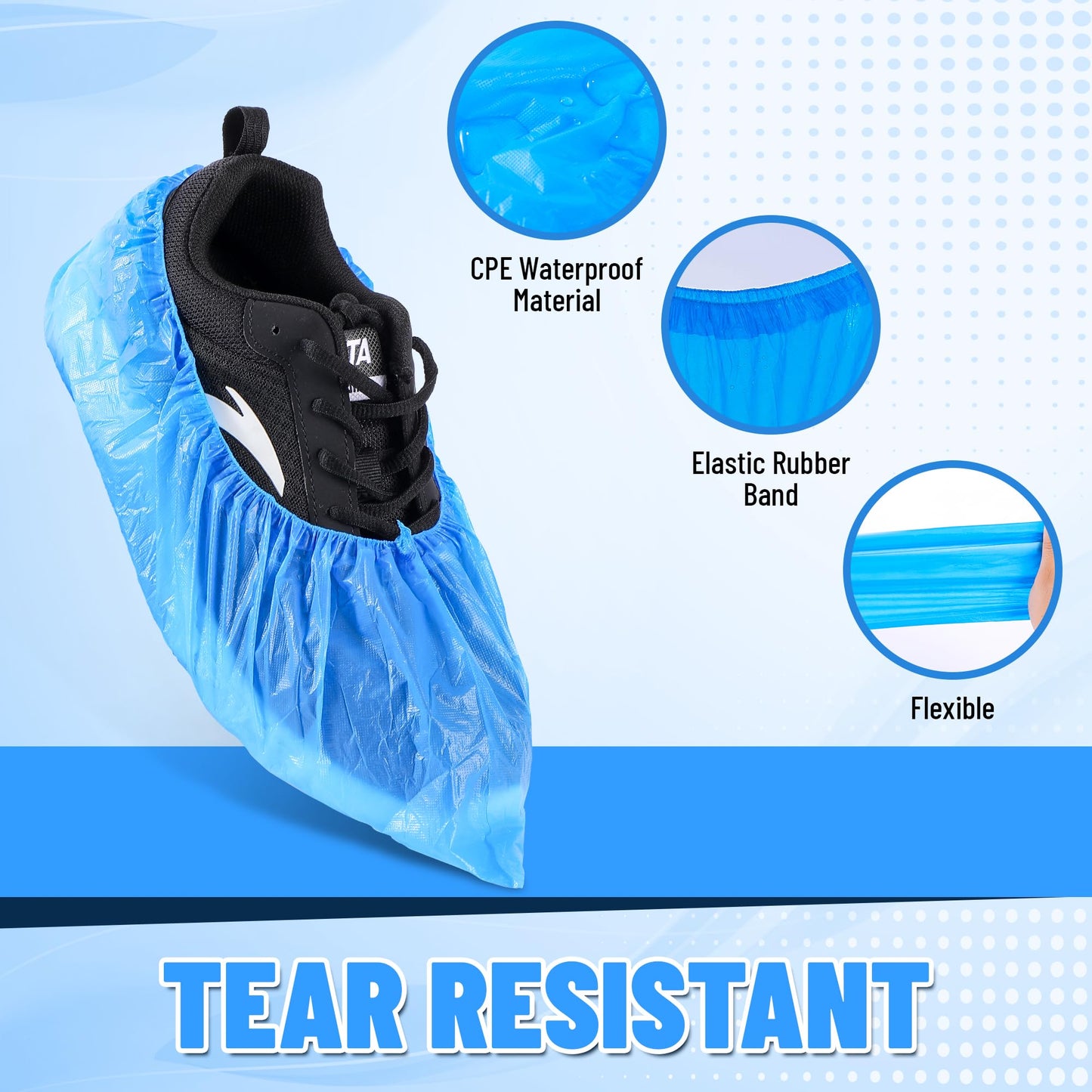 UML Brand Shoe Covers Disposable - 100 Pack - Booties for Shoes Covers - Indoor Waterproof Shoe Booties Disposable Non Slip - Fits Up To Size 11 US Men and 13 US Women