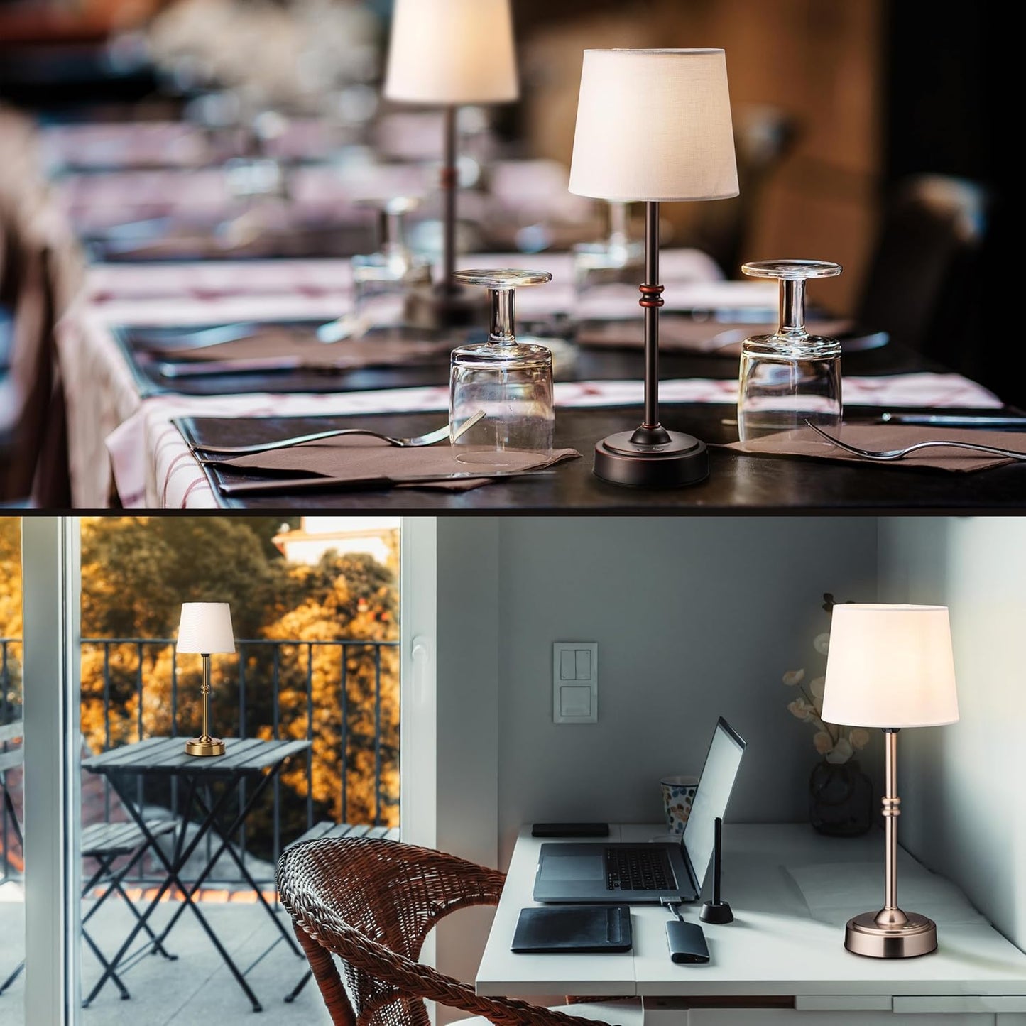 Cordless LED Table Lamp with Dimmer - O’Bright Seraph, Rechargeable Battery, 3-Level Brightness, Perfect for Patio & Bedside