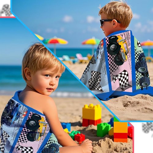 **Skiennix Truck Beach Towel - Absorbent Microfiber Quick-Dry Blanket for Kids | 30 x 60 Inch**