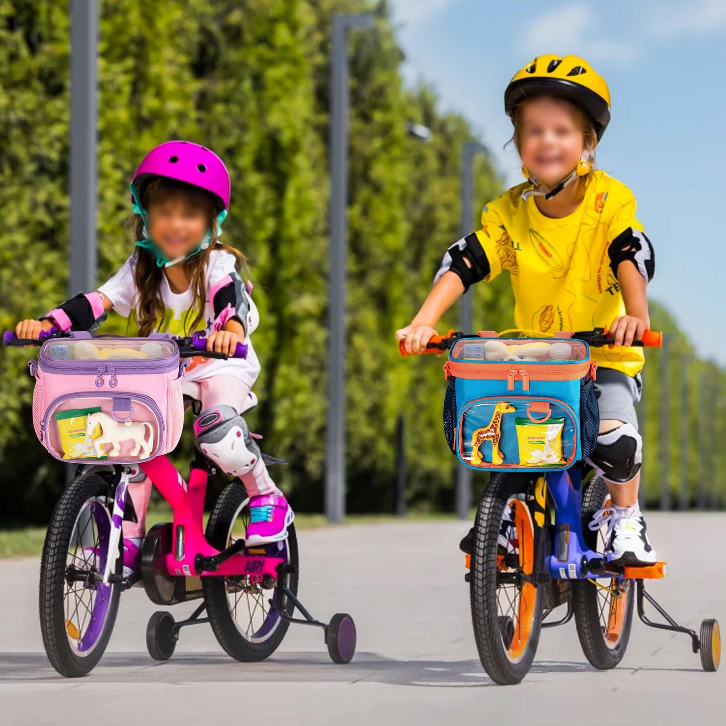 GRAOSO Bike Basket Front Kids, Bicycle Basket, Cute Bike Accessories Fit Most of Handlebar, Tricycle, Scooter Bag for Girls and Boys with Shoulder Strap, Pink, Patented Design
