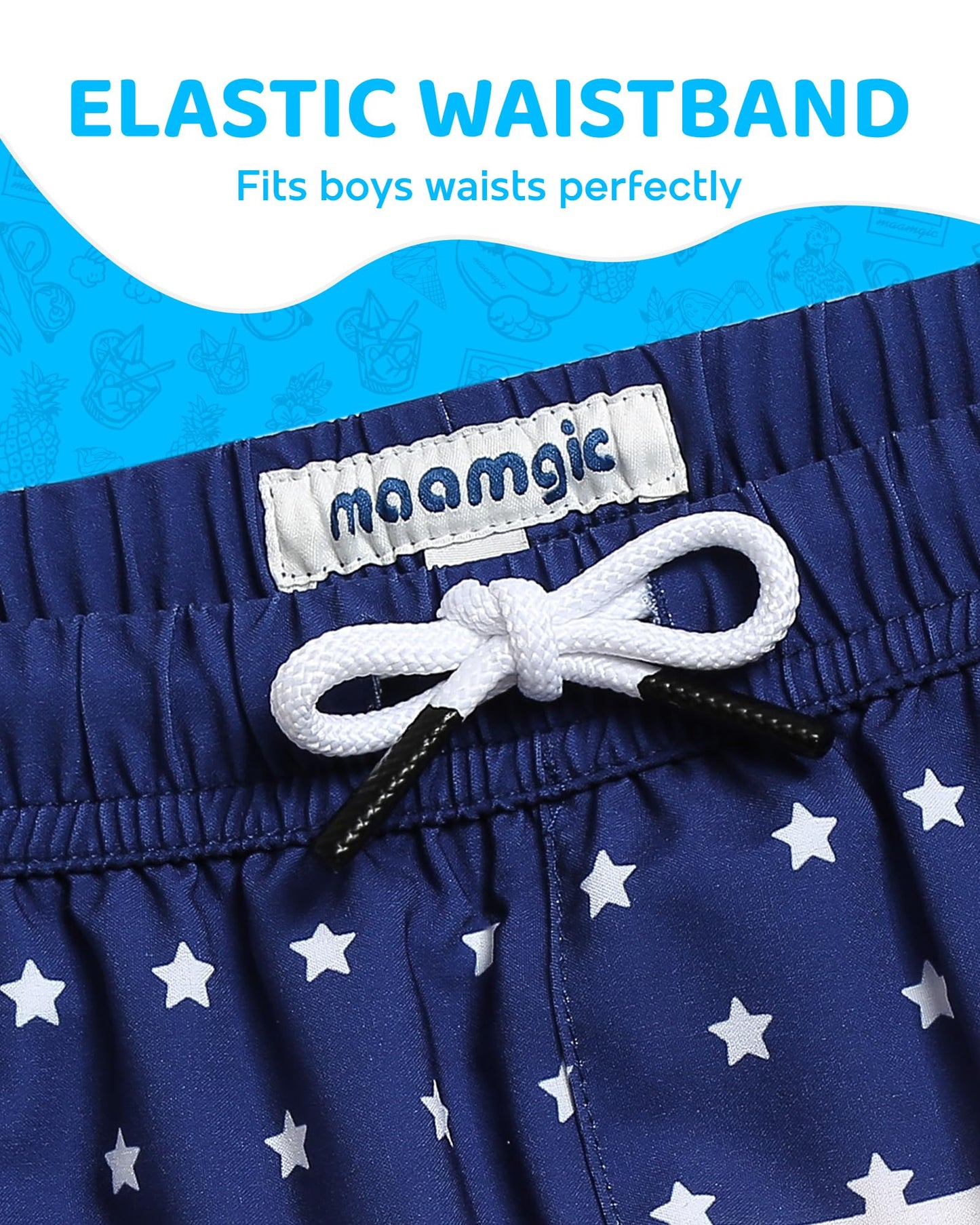 maamgic Boys Swim Trunks with Compression Liner Toddler Boy Swimsuit Quick Dry 4-Way Stretch Swimming Trunks American Flag 14-16 Years