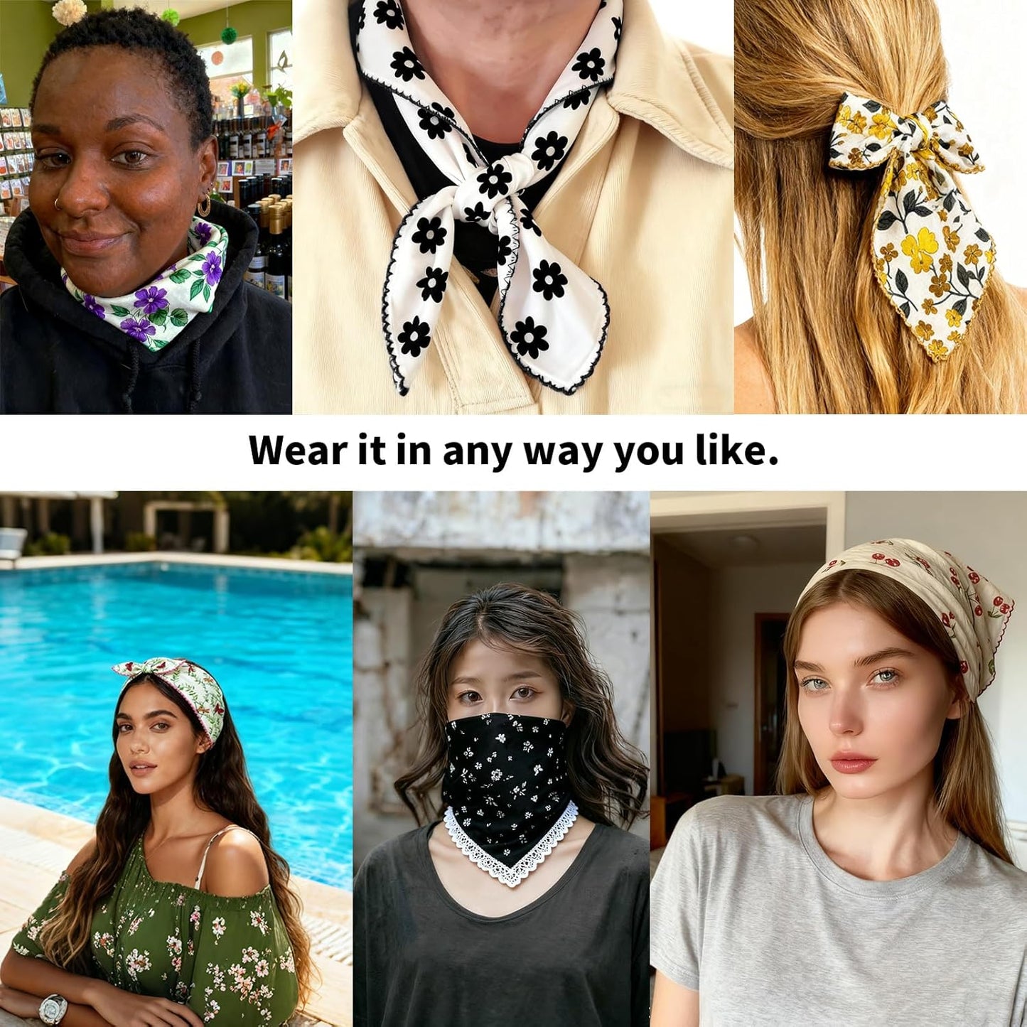 Skiennix 100% Cotton Bandana - Soft 21x21 Inches Square Scarf | Multi-Purpose Hair Covering