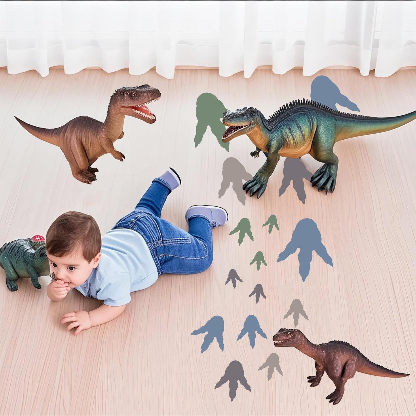 192pcs Dinosaur Footprints Decor, Peel and Stick Vinyl Stickers, Removable Decals for Wall, Kids Classroom, School, Baby Nursery, Bedroom, Toddler