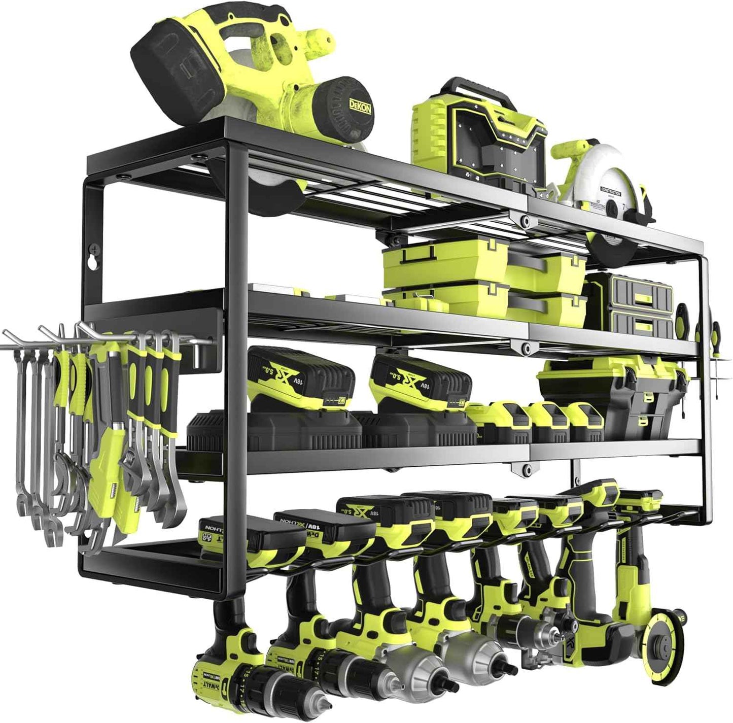 32-Inch Wall-Mounted Power Tool Organizer with Charging Station & 8 Slots for Garage