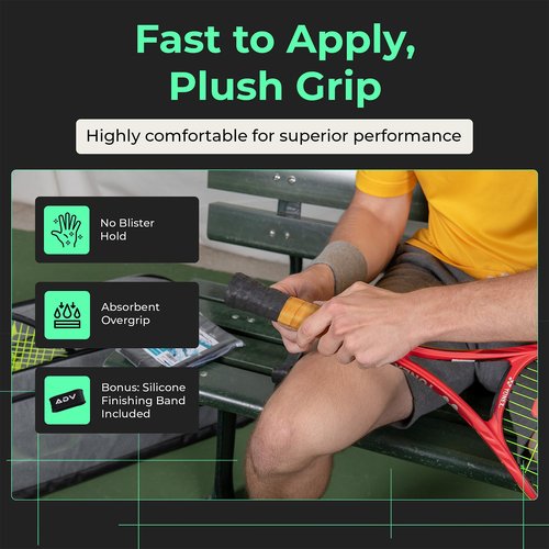 ADV Dry Tennis Overgrip Tape - 3, 12, 30, 60 Pack - FeltTac Tennis Racket Grip Tape - Ultra Absorbent Tennis Grip Tape - Comfort Tennis Racket Grips - Tennis Grips Overgrip (6-Pack White)