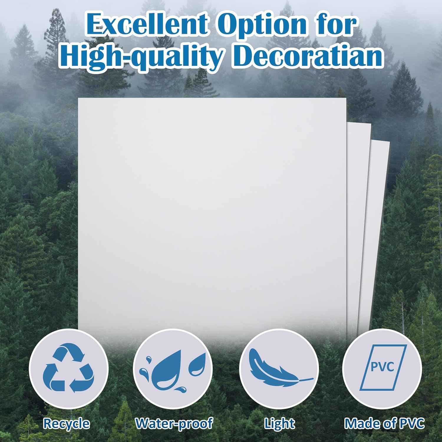 12-Pack Waterproof White Drop Ceiling Tiles 2ft x 2ft - Fire-Rated PVC Panels