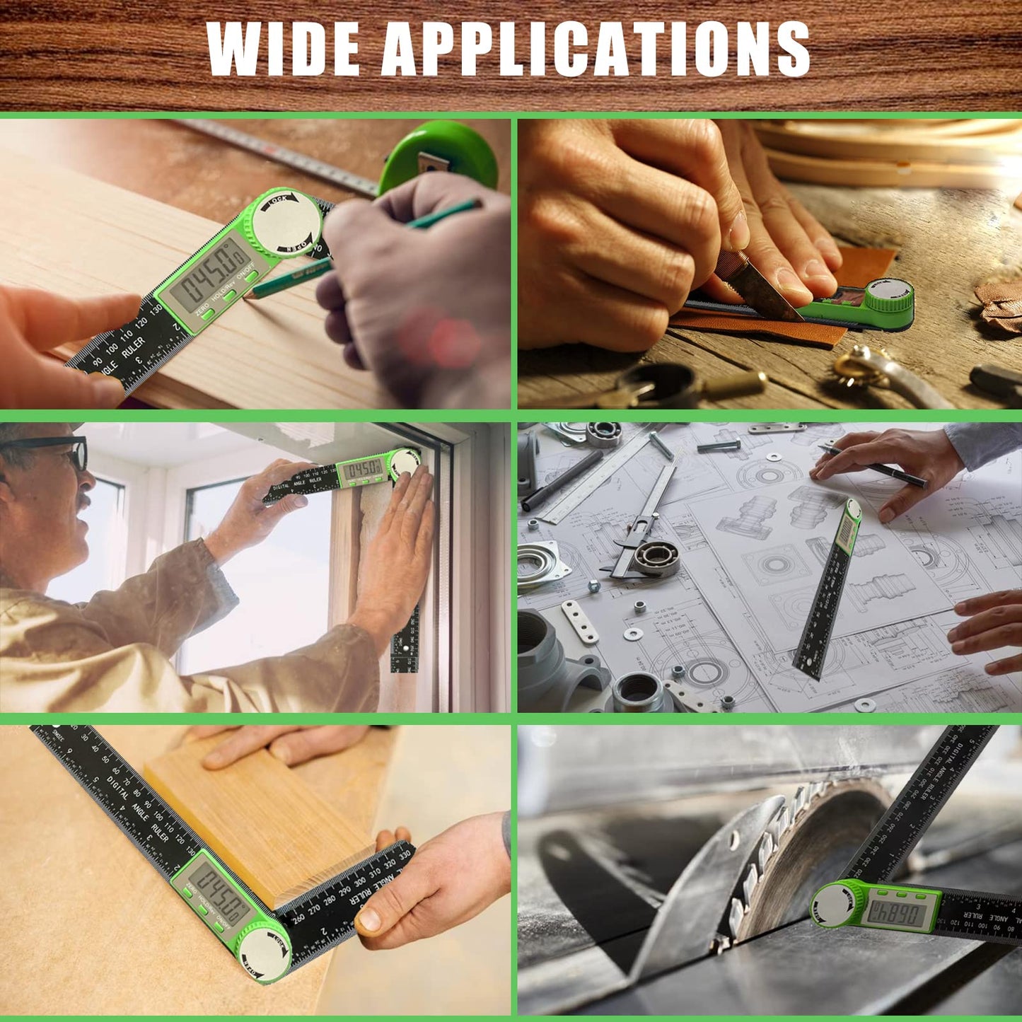 PDDYIER Angle Finder Protractor, 2-in-1 Miter Saw Protractor, 7 Inch/200mm ABS Angle Ruler, High Accuracy Miter Angle Measuring Tool for Woodworking, Metalworking, Carpenter, Construction