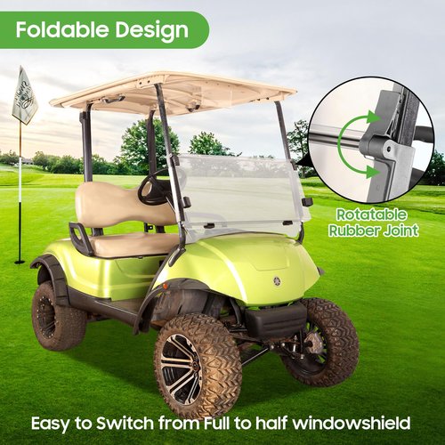 10L0L Clear Windshield for Yamaha G29 Drive Golf Cart 2007-2016, 4MM Thicken Foldable Golf Cart Windscreen, High Transparency, Impact Resistant and Anti-UV