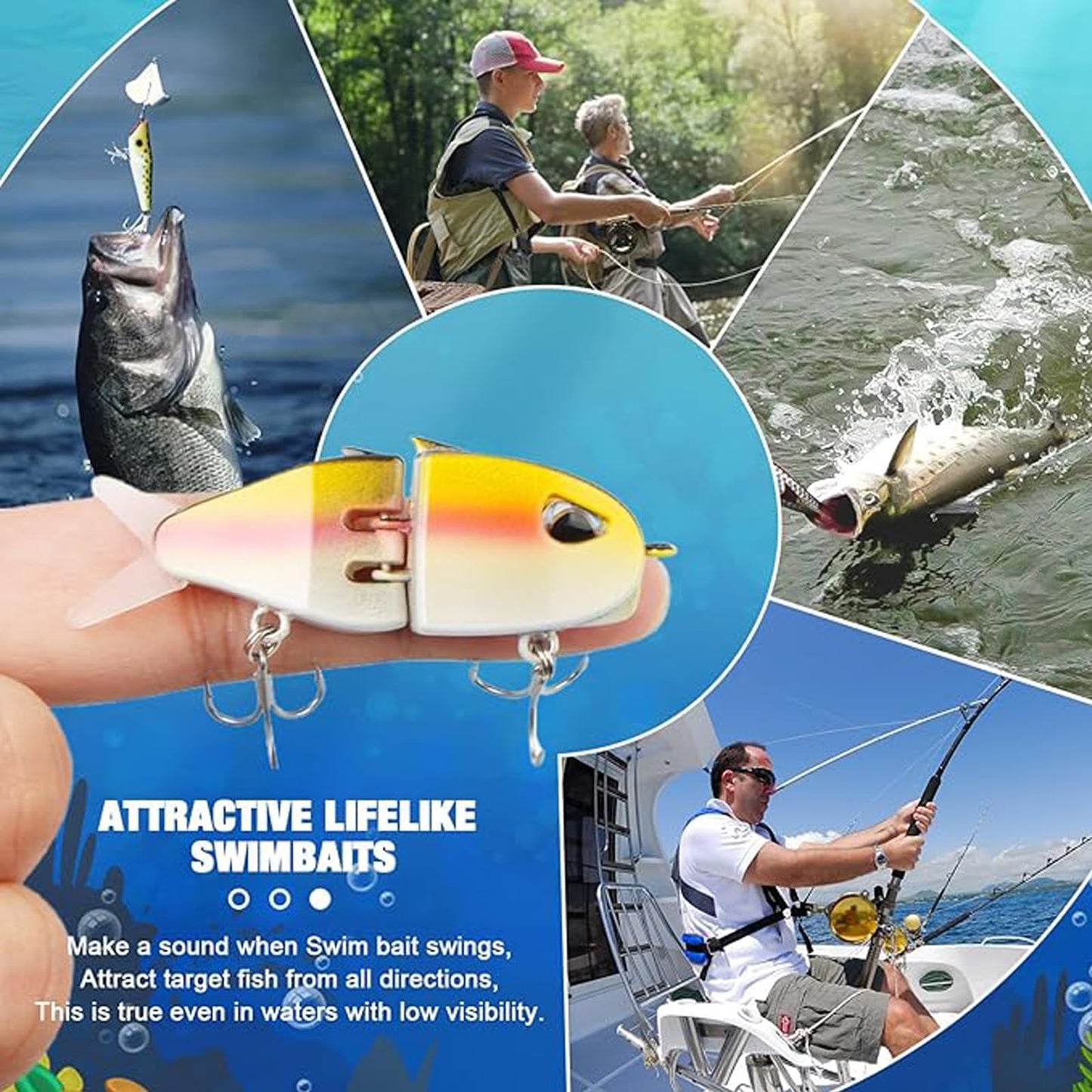 3 Pack 2.5" Jointed Swimbait Kit - Bionic Minnow Lures with S-Curve Action | Slow-Sink Bass & Trout Lures | Rust-Proof Hooks + Removable Tail