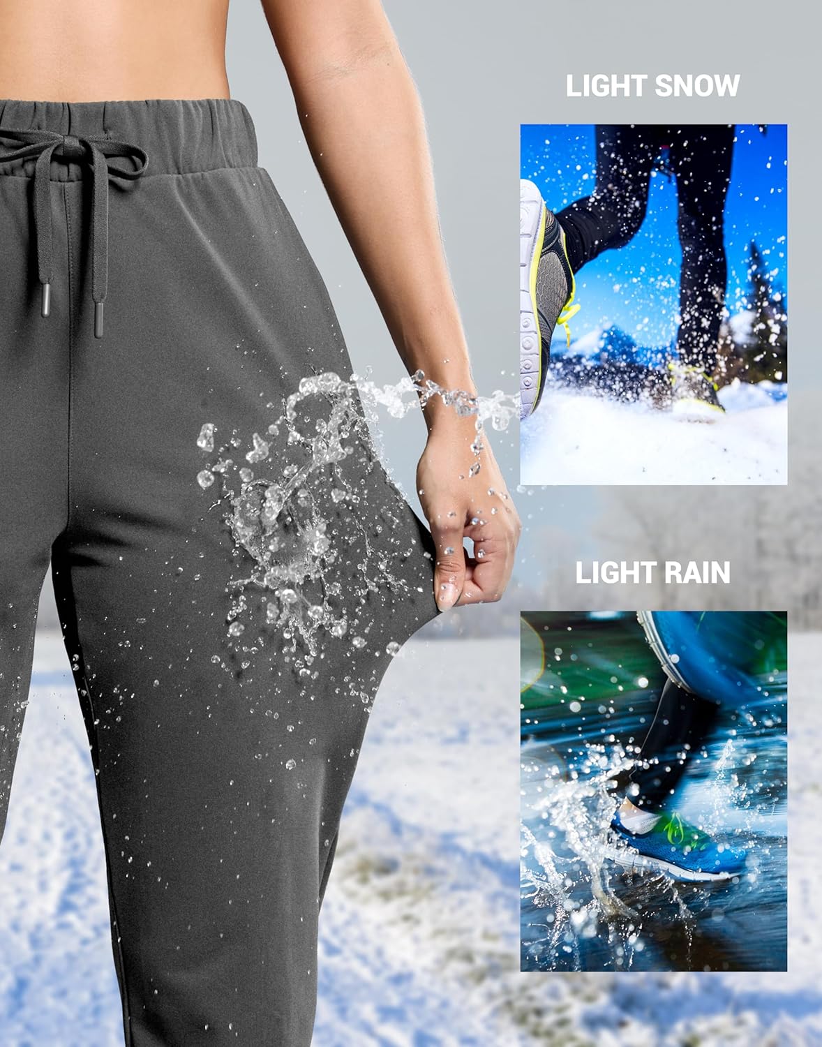 SANTINY Women's Thermal Fleece-Lined Joggers - Waterproof Sweatpants with Pockets for Winter Hiking