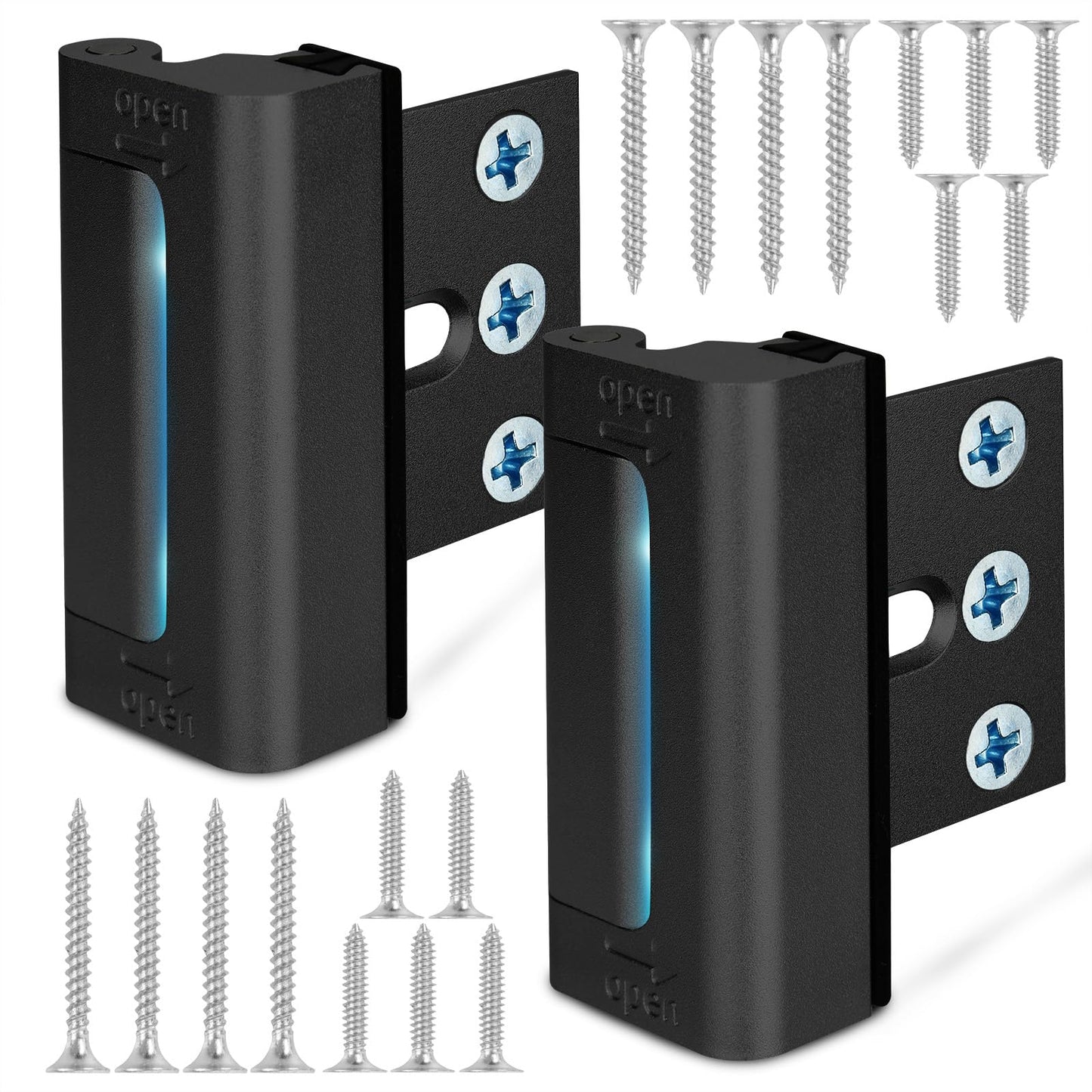 Home Security Door Reinforcement Lock, Upgraded Front Door Locks for Kids Safety Withstand 800 lbs, Child Proof Door Lock, Extra Door Lock from Inside Prevent Unauthorized Entry (2 Pack, Black)