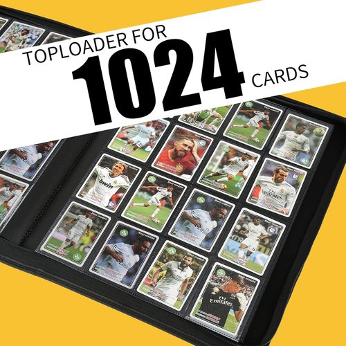 GERMUN PU Card Binder - Premium 16-Pocket Holder for 1000+ Cards | Double-Sided Album (Black)