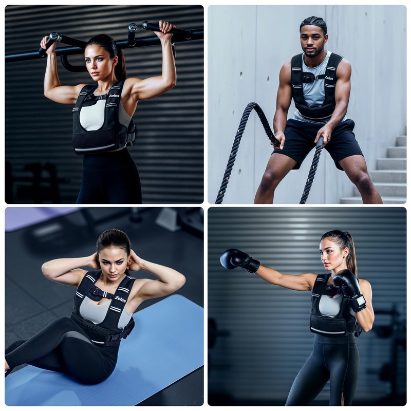 ZELUS Weighted Vest for Women Men, 4-10lb/11-20lb/20-32lb Curve-Fit Ergonomic Design Adjustable Workout Vest with 6 Iron Sand Bags, SGS-Certified Rucking Vest for Strength Training & Cardio Workouts