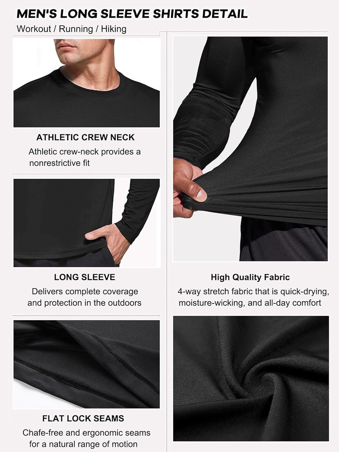 Skiennix Men's Performance Long Sleeve T-Shirts - UPF 50+ Sun Protection | 1, 3, or 5 Pack