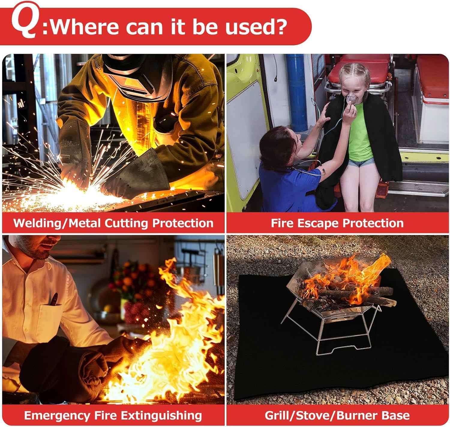 Fireproof Welding Blanket 4x6 Feet - Extra Large 5mm Thick Heat Shield for Soldering, Grill, Firepit & Smoker