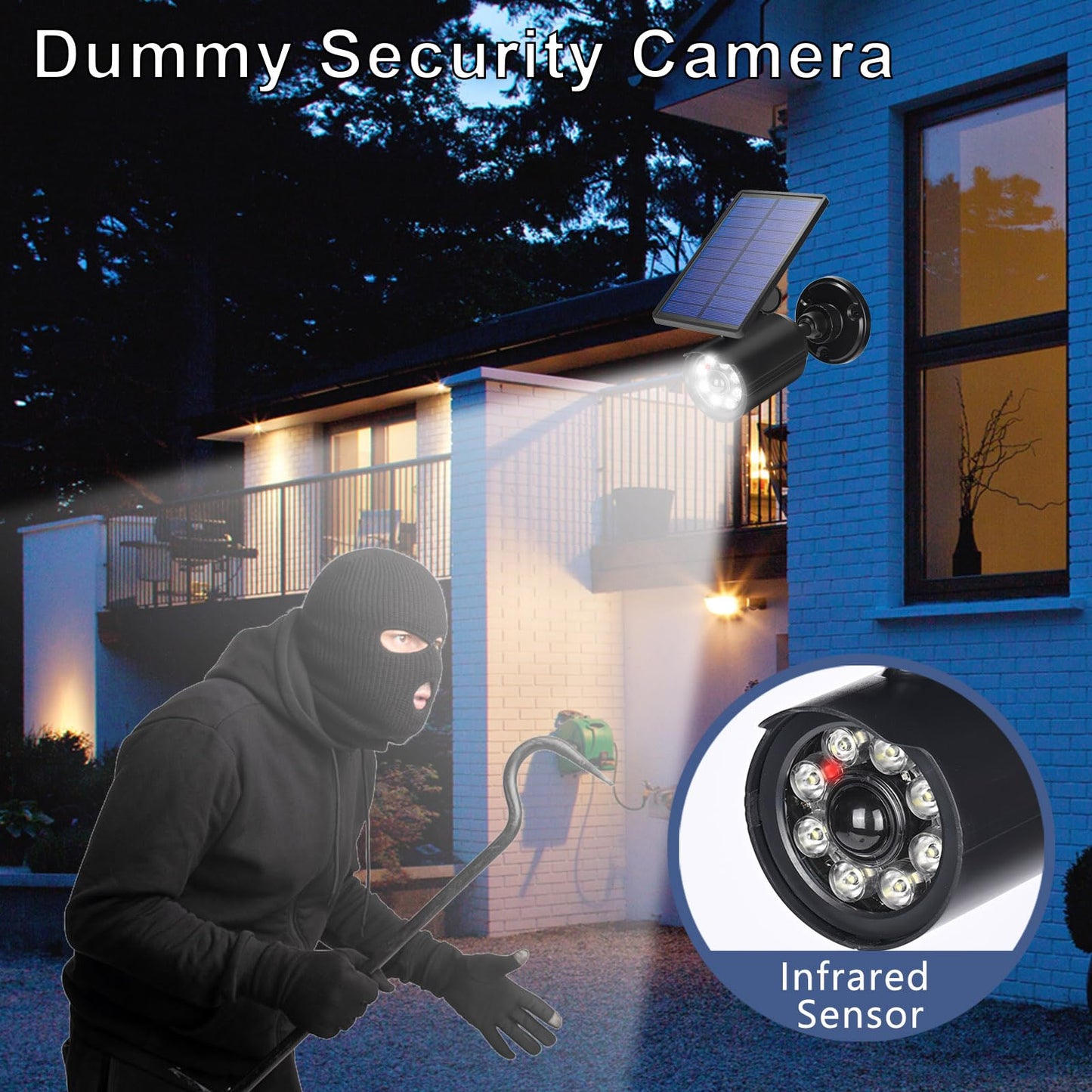 CAHOUGSMT Solar Motion Lights Outdoor 2000LM Security Flood Lights IP67 Waterproof Spot Lights for Yard Porch Garage 1 Pack