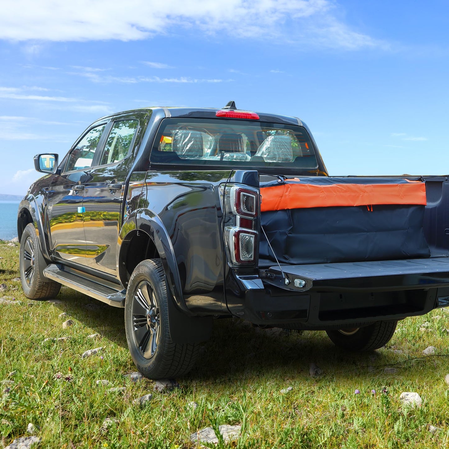 REDCAMP 26 Cubic ft Truck Bed Cargo Bag, Extra Waterproof Cargo Bag, Fits Any Truck Size, Heavy Duty Luggage Bag with 4 Bungee Cords for Pickup SUV, 52"x40"x23"