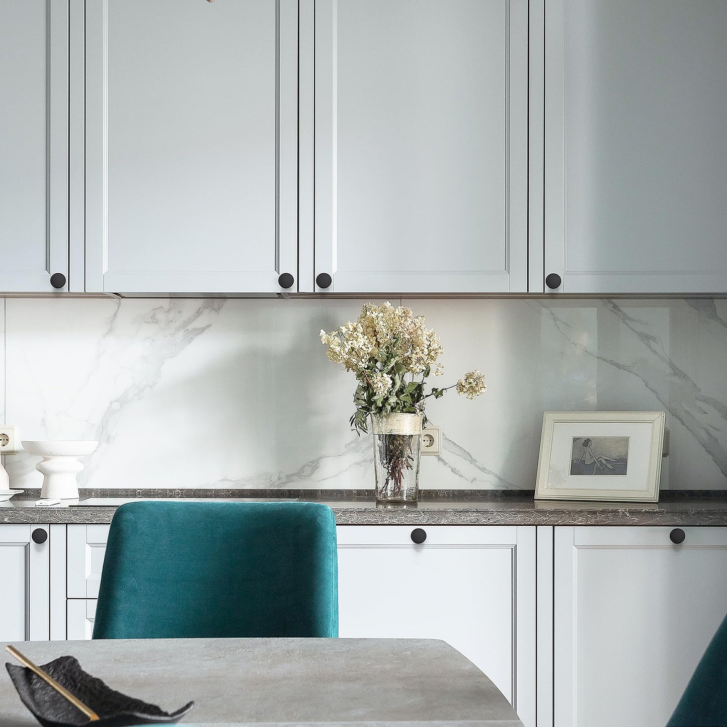 Ravinte 3 Pack Cabinet Knobs Black Kitchen Cabinet Knobs Round Dresser Drawer Knobs Matte Black Drawer Pulls Closet Door Knobs 1-1/5 Inch