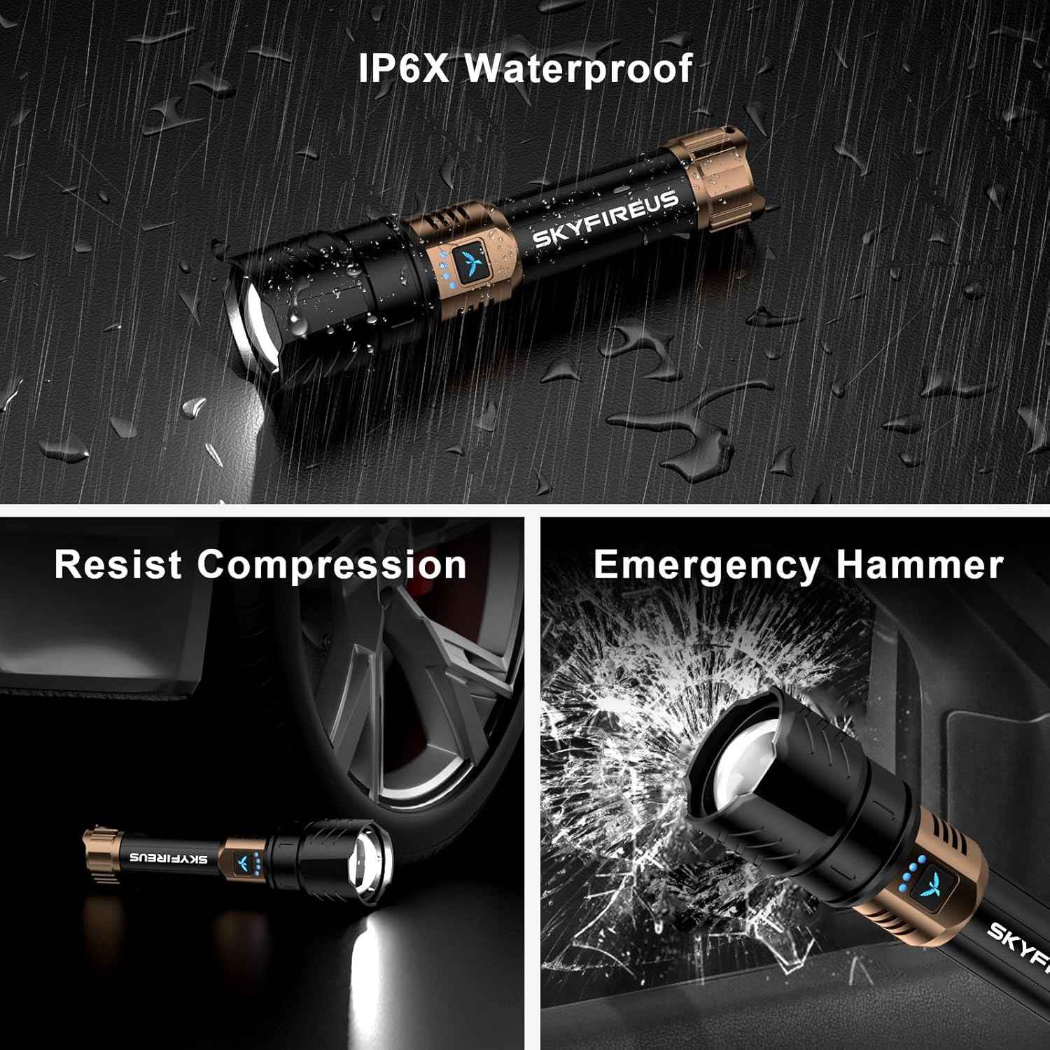 2000 Lumen Rechargeable LED Flashlight - Waterproof Tactical Light with Zoom & 4 Modes for Camping & Outdoor Use