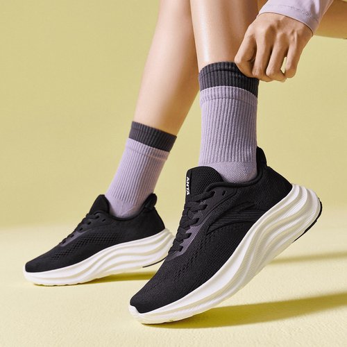 ANTA Women’s Running Shoes, Lightweight Cushioned Breathable Sneakers, Comfortable Trainers with Slip Resistant Outsole for Jogging, Workout, Daily Walking, Black/White, 8