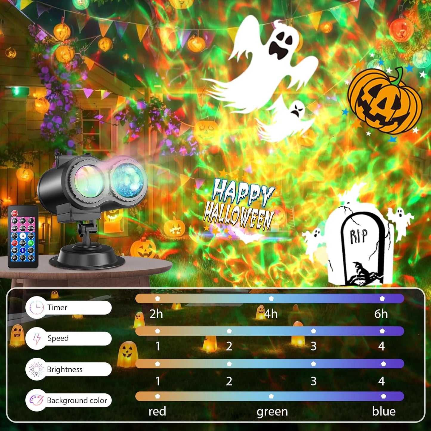 Outdoor Halloween Projector Lights - 29 Effects 2-in-1 Christmas Decorations with Remote