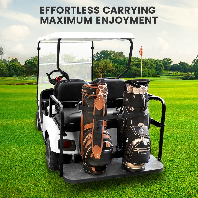 LEAPGOMAX No Drilling Golf Cart Bag Holder Fit for 2+2 Golf Cart Rear Seat with 1 Inch Square Tube, Universal Golf Cart Rear Seat Bag Holder Attachment Adjustable for EZGO Club Car Yamaha Golf Carts