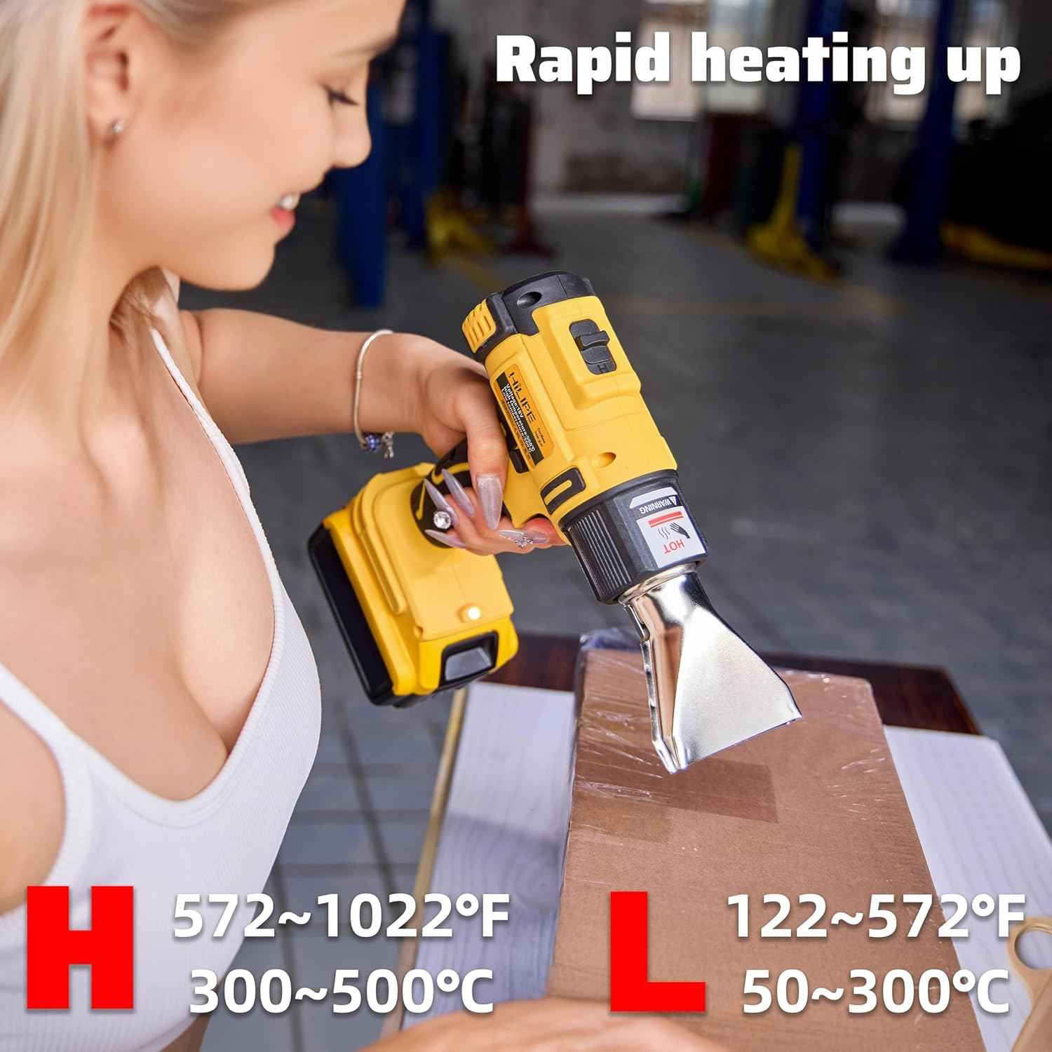 20V Max Cordless Heat Gun for DeWALT - LCD Display, 2 Temp Settings, 1022°F - Ideal for Shrink Wrapping & Tube Bending (Tool Only)