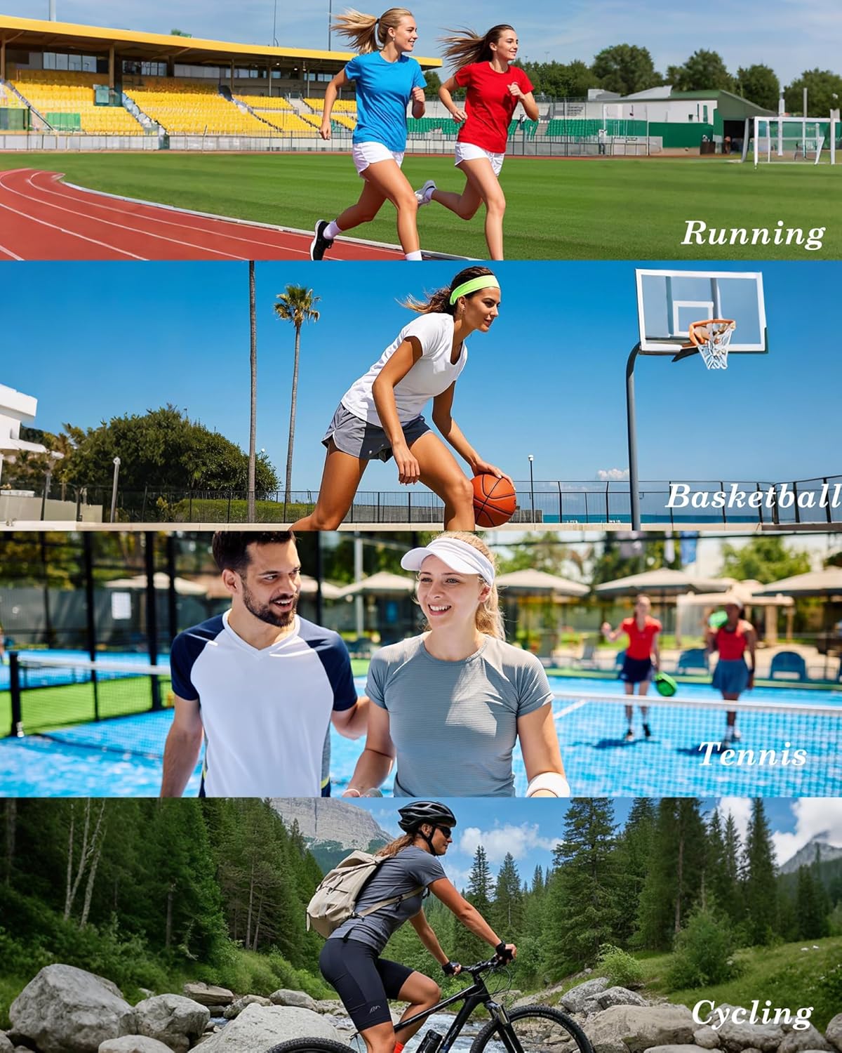 Skiennix Women's Athletic T-Shirts - 6 Pack Short Sleeve UPF Sun Protection Quick Dry Tees for Yoga & Running