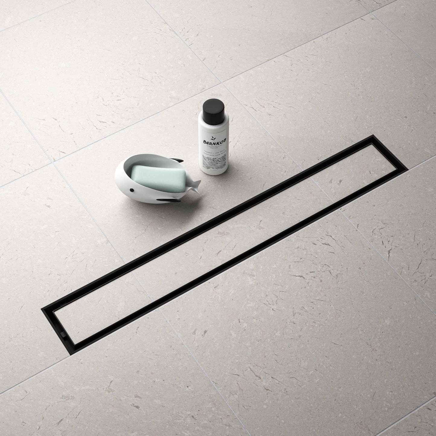Bochni Linear Shower Drain 24" Matte Black 304 Stainless Steel | Fast Drainage | Tile Inserted | Stainless Floor Drain Grate | Hair Strainer | Drain Key | The Upgrade for Your Bathroom