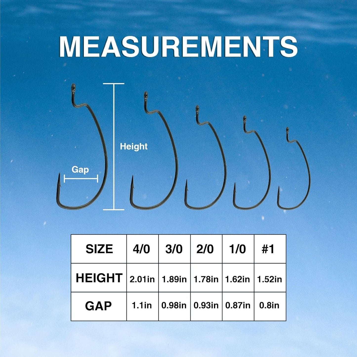 Reaction Tackle Offset EWG Worm Hooks - Super Strong Wide Gap for Soft Plastic Baits | 25 Pack