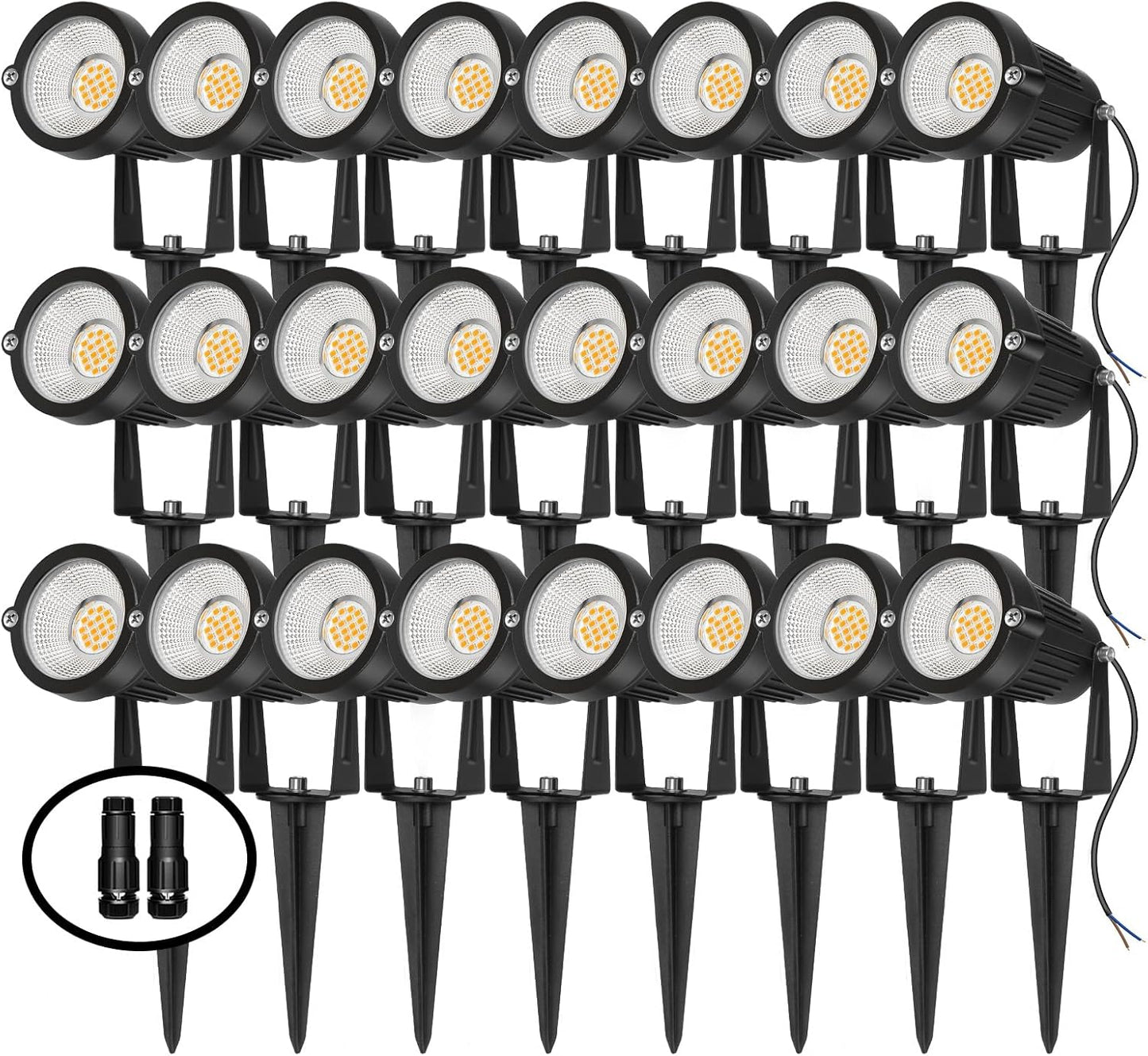 7W LED Low Voltage Landscape Lights - 700LM Warm White Spotlights for Garden Pathway | IP65 Waterproof | 12V/24V | 6 Pack