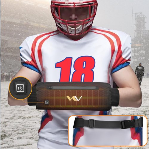 Heated Hand Warmer Pouch with Adjustable Belt, USB Powered Electric Heating Muff with 3-Temperature Settings for Instant Warmth, Weatherproof, Zipped Pocket. Power Bank not Included