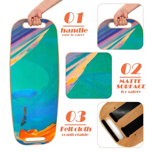 VIVITORY Balance Board Trainer with Handle, Roller Board with Adjustable Stoppers – 3 Different Distance Options 4, 13 and 22 inches, for Hockey, Surfing, Snowboarding, Skateboarding and Skiing