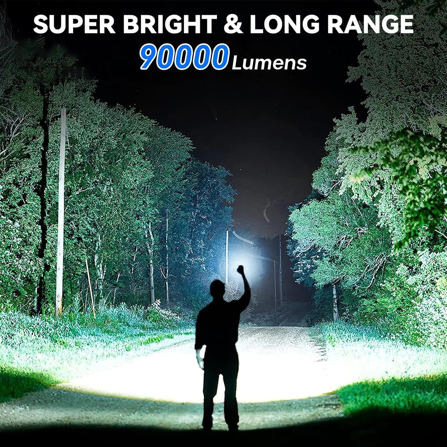 99,000 Lumen Rechargeable Flashlight 2-Pack - Powerful LED Handheld Light with 7 Modes for Home & Camping