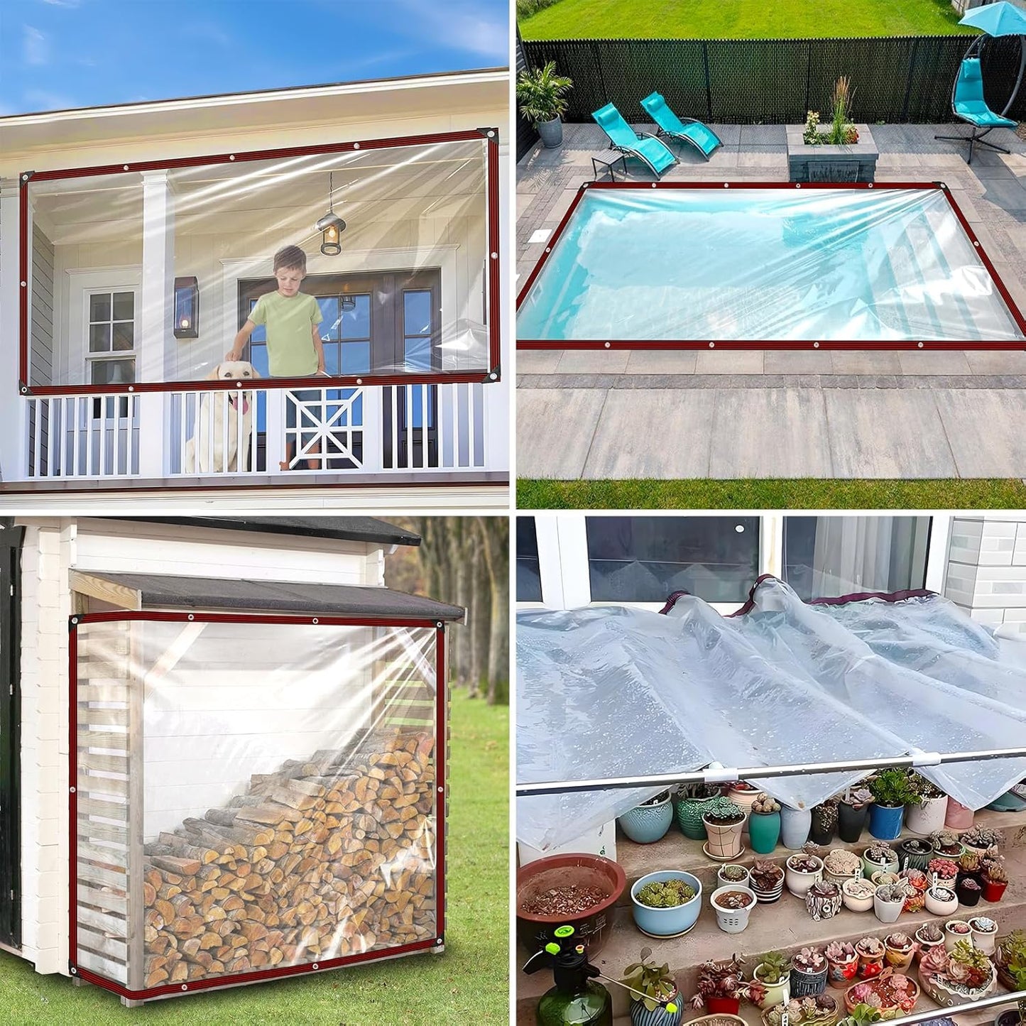 Clear Tarp - Heavy Duty Waterproof 4x6ft Clear Plastic Tarp with Grommets Transparent Vinyl Tarps Outdoor Garden Rainproof Tarpaulin for Greenhouse Plant Patio Roofs Porch Chicken Coop