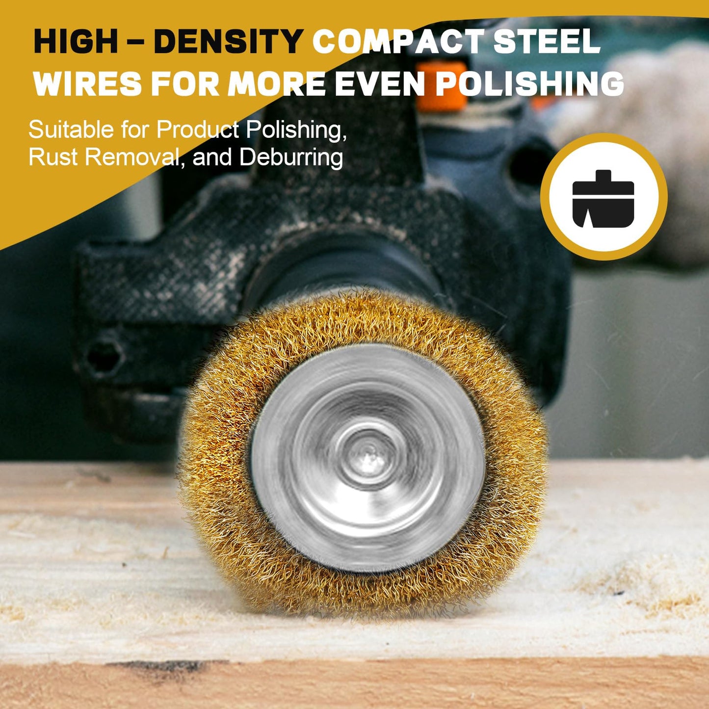 SBGGRL 9 Pcs Carbon Steel Wire Brush for Drill Rust Removal Kit,Wire Wheels and Pen Metal Wool Brushes Drill Attachments Cup for Corrosion and Scrubbing Surfaces,1/4-Inch Round Shank