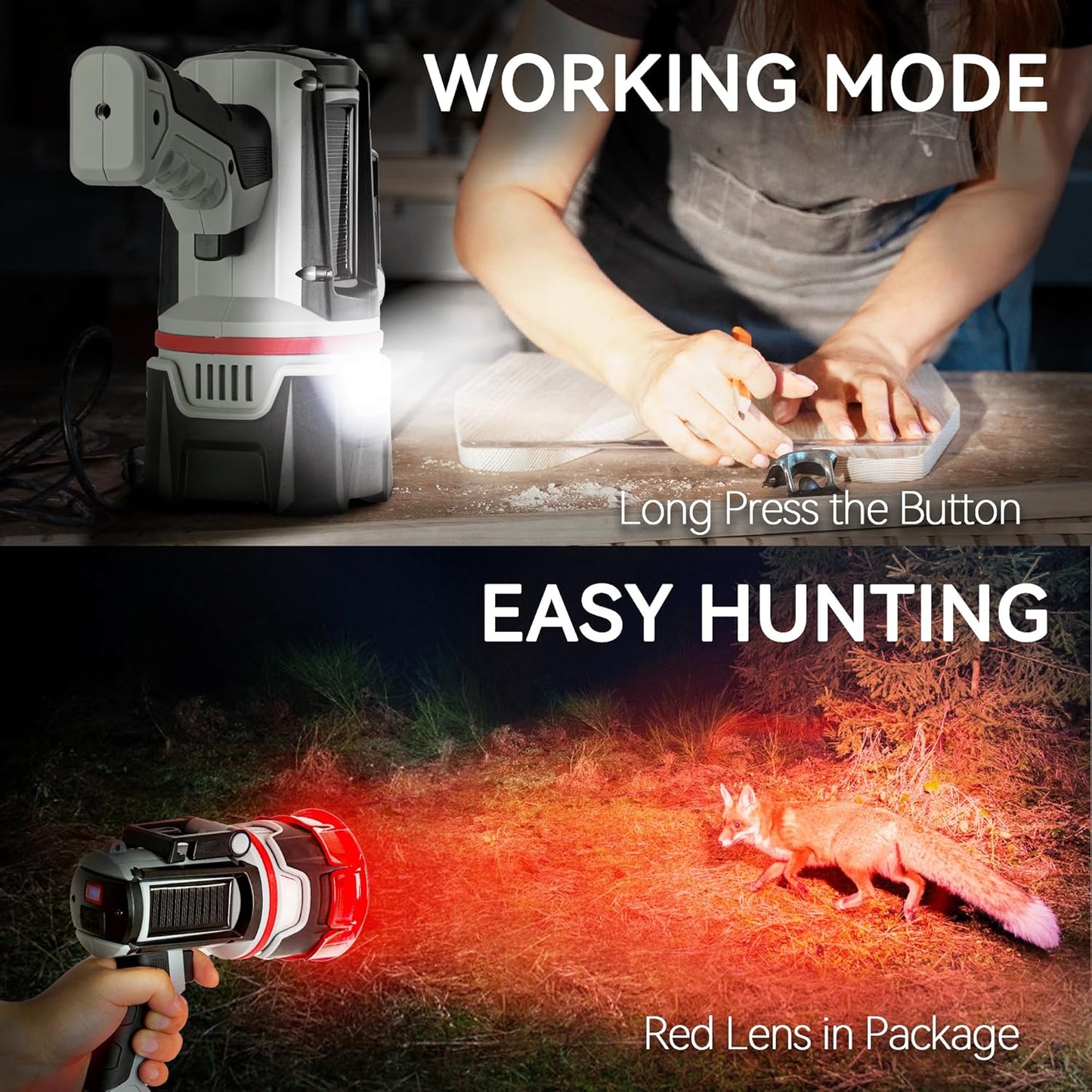 200000 Lumen Rechargeable Spotlight Flashlight - Super Bright LED Handheld Light for Hunting, Boating & Camping