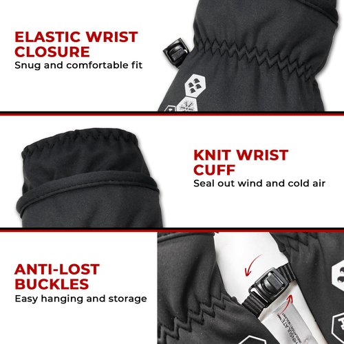 HANDLANDY Winter Gloves for Men & Women, Insulated Waterproof for Cold Weather, Thermal Glove for Cycling, Ski, Riding, Driving, Biking, Running (Black, Large)
