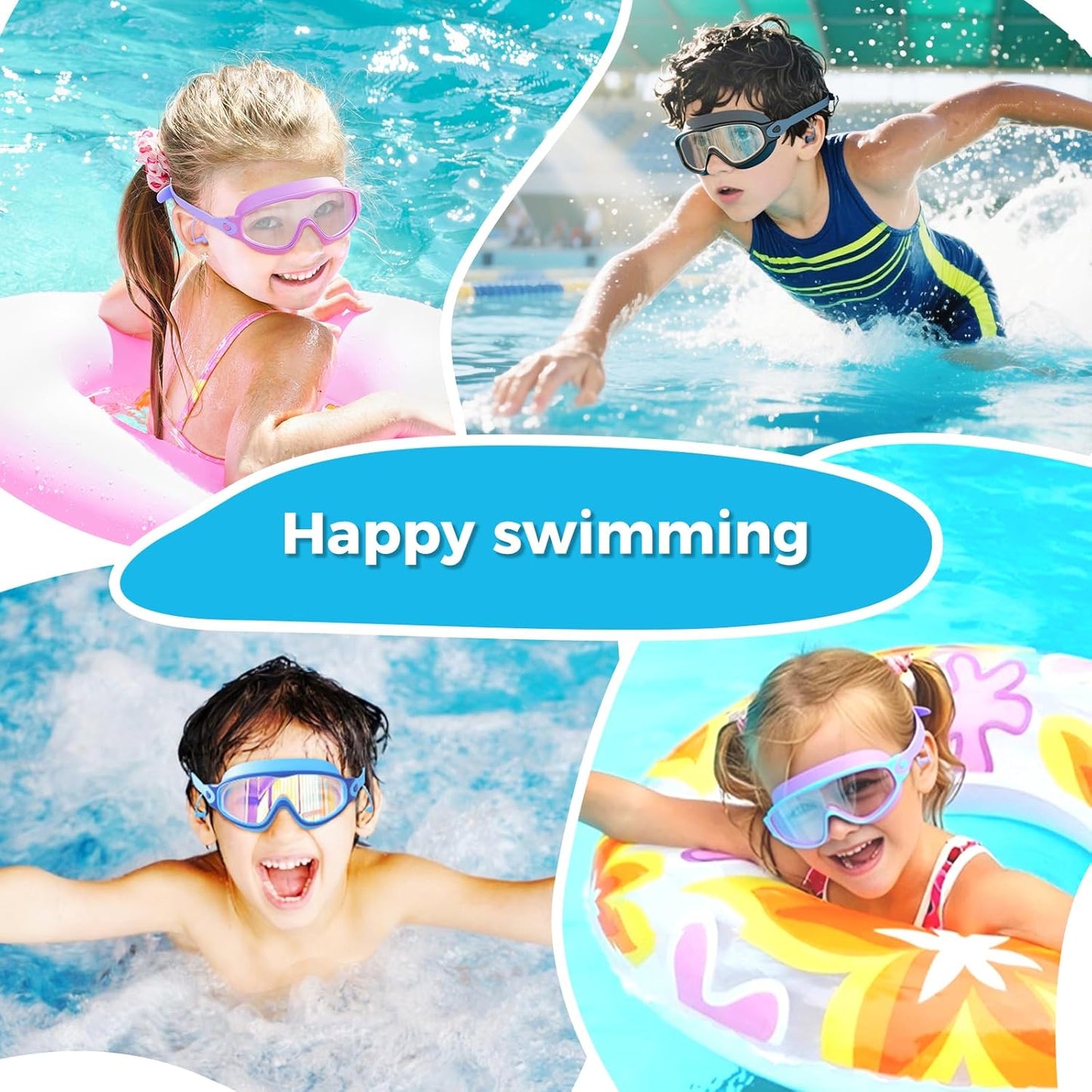 Skiennix Swimming Goggles - Anti-Fog UV Protection with Earplugs | 3 Pack for Kids Ages 4-12