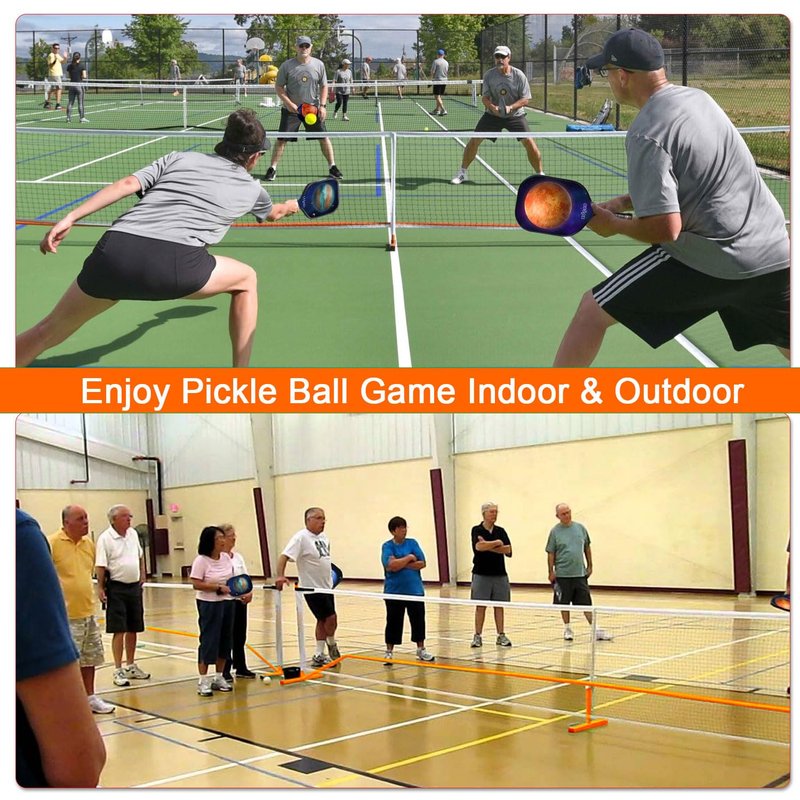 Zdgao Pickleball Net for Driveway with 4 Pickle Balls, 22FT Pickleball Net Regulation Size with Carrying Bag and Weather Resistance Strong Steel Frame