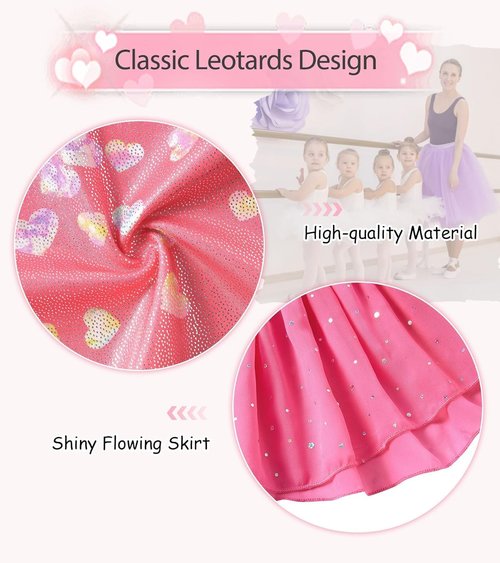 Idgreatim Girls Gymnastic Leotard - Ballet Dance Dress with Removable Skirt & Hair Scrunchie | Ages 4-11
