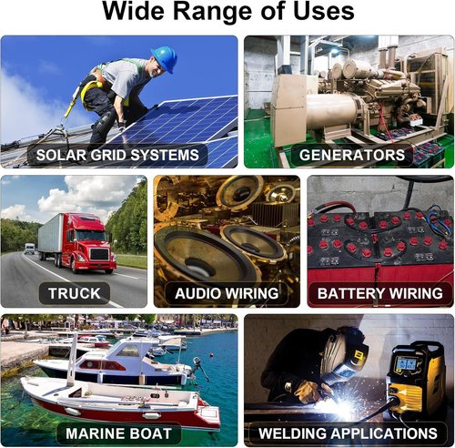 iGreely 6 AWG Welding Battery Cable - 10ft Black & Red Ultra Flexible Pure Copper Wire with Connectors & Heat Shrink Tubing