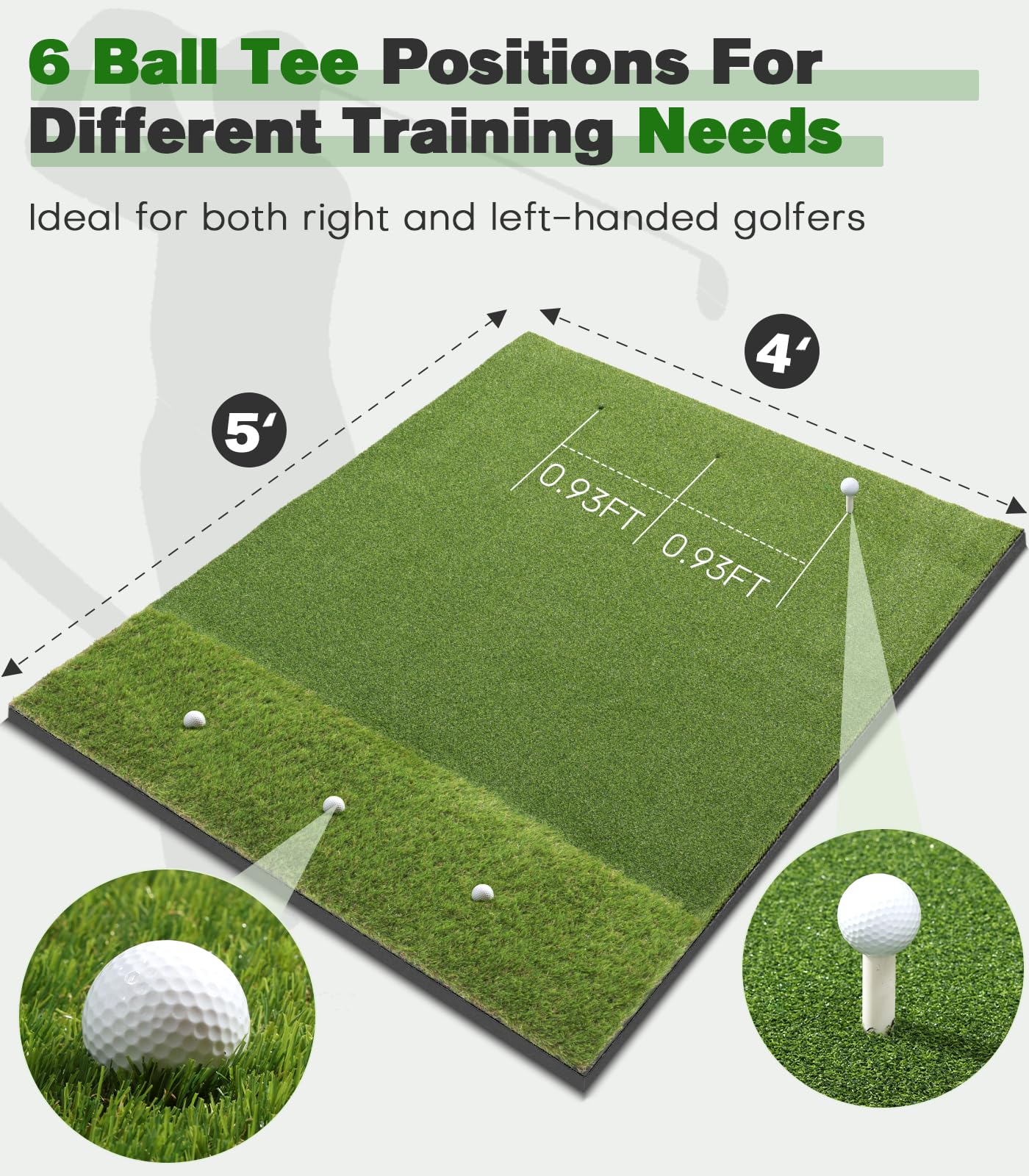 Premium Dual-Turf Golf Mat: 5x4ft Thickened for Backyard, Driving Range, Indoor & Outdoor Practice Hitting, Swing & Chipping, Ideal Gifts for Men Dad Husband Boy (Pro 5x4ft 21mm to 45mm Base)