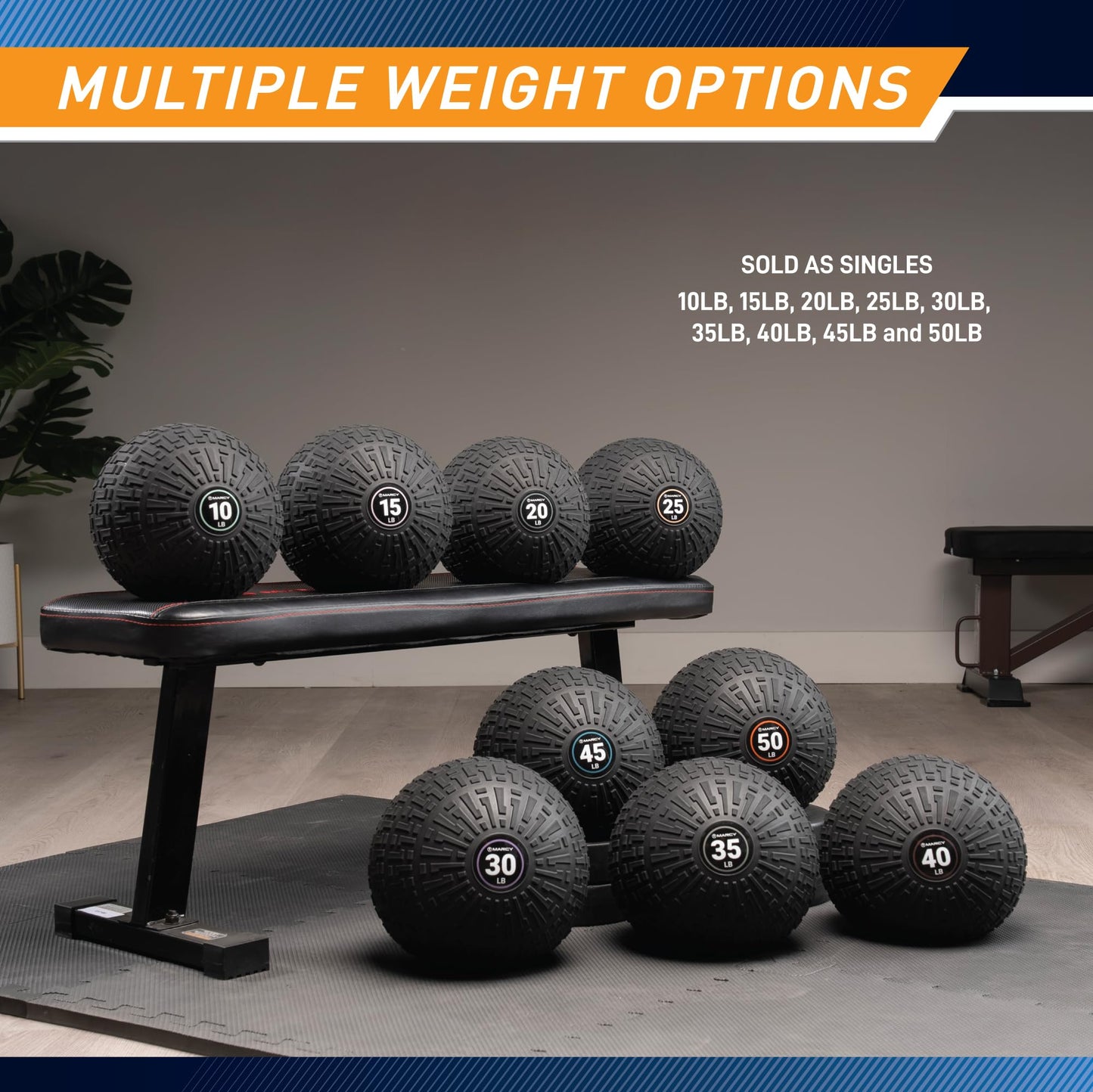 Marcy 10 lb Slam Ball Dead Weight, Sand-Filled Medicine Ball with Durable PVC Shell & Textured Grip – Non-Bounce Workout Ball for Slams, Tosses, Core & Full Body Training MCSB-010